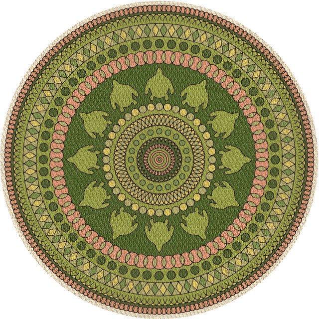 Ahgly Tapis Rond Lavable en Machine Intérieur Transitionnel Brun Gingembre Vert, 3 Pieds Rond