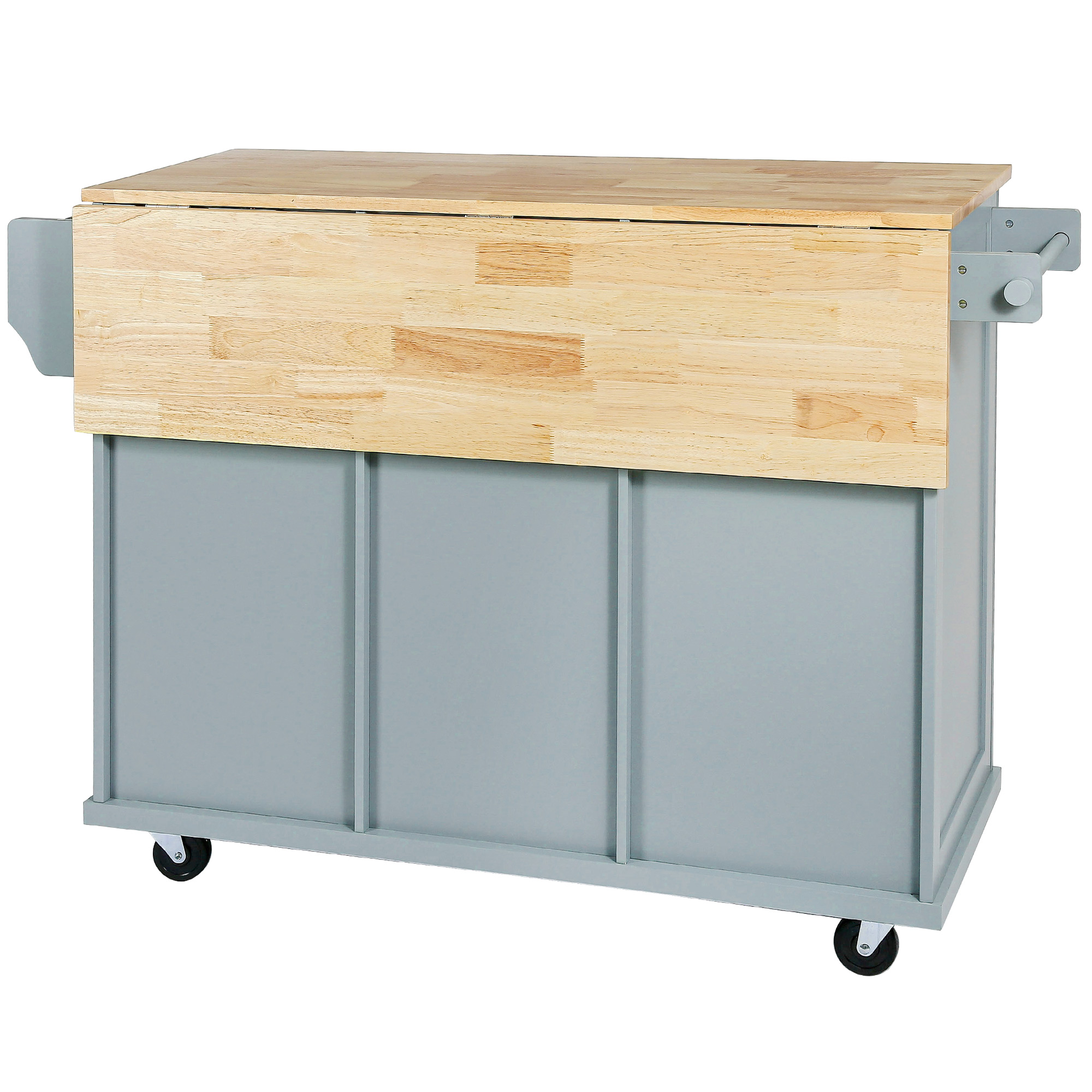 Îlot de cuisine Homy Casa, plateau pliable, 3 tiroirs, rangement, bleu