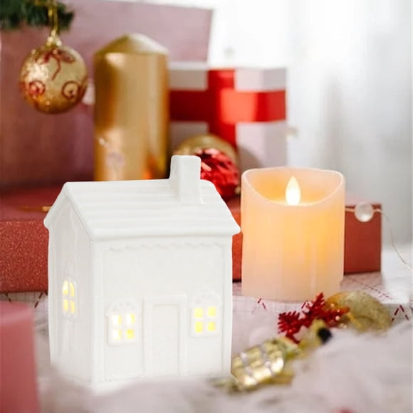 Birdeem Christmas Village Houses, Christmas Village Lights, Christmas Miniature Porcelain Village Tabletop Figurine Led Porcelain House Village House for Xmas Figurine Village, Christmas Led Lights