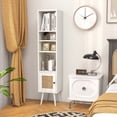 thumbnail image 2 of Costway Rattan Storage Cabinet Freestanding Slim Organizer Wood Display Rack Living Room White, 2 of 10