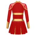thumbnail image 2 of Lejafay Robe de Danse de Cheerleading Ballet pour Filles Uniforme Scolaire Robe Plissée à Manches Longues Tenues d'Halloween Rouge 10, 2 of 5