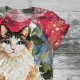 thumbnail image 3 of Grande Taille Femme Manches Courtes Imprimé 3D Kitty Cat Col Rond Hauts Tee T-Shirt Blouse, 3 of 6