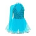 thumbnail image 2 of TTAO Robe Justaucorps de Danse Jazz à Sequins pour Filles, Manches Longues, avec Strass, Tutu de Danse Ballet, Bleu Clair 10, 2 of 4