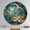 thumbnail image 2 of Designart « Fleur Fractale Symétrique Bleu Or » Horloge Murale Moderne, 2 of 6
