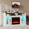 thumbnail image 2 of Costway 58" Fireplace TV Stand with LED Lights Entertainment Center for 65 Inch TV White, 2 of 10