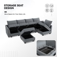 thumbnail image 3 of HONBAY Canapé-Lit Modulaire Convertible avec Sièges de Rangement pour Salon et Appartement, Gris Bleuâtre, 3 of 8