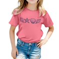thumbnail image 1 of PMVFHDE Hauts Basiques pour Filles Hauts d'Été Tendance Manches Courtes pour Filles T-Shirt Décontracté Imprimé Col Rond Manches Courtes Rose, 10-11 Ans, 1 of 5