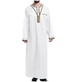 thumbnail image 1 of Men's Muslim Robe Retro Islamic Arab Kaftans for Men Eid Muslim Thobe Dubai Ramadan Daily Clothes, Muslim Shirt Robe with Pockets, 1 of 4