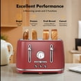 thumbnail image 2 of LONGDEEM 4 Slice Toaster, 6 Browning Options, Wide Slots, High Lift Lever, Dual Controls, Red, 2 of 7