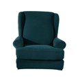 thumbnail image 4 of DOLITY 1 set Stretch Spandex Furniture Piece Wingback Chair Slipcover Protector Dark Green, 4 of 9