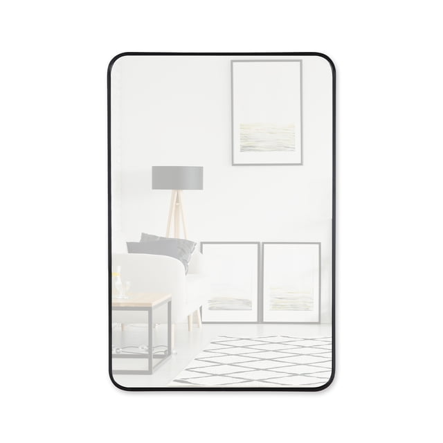 Mirrorize Canada Rounded Rectangle Black Bathroom Aluminum Framed Decorative Wall Mirror (36 in. H x 24 in. W)