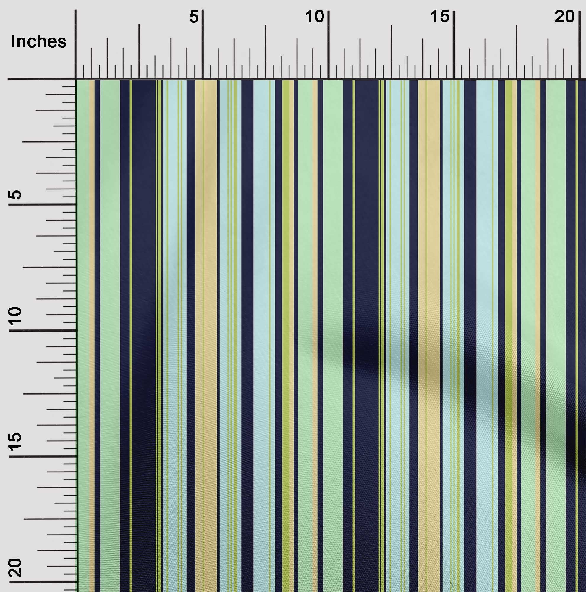 oneOone Organic Cotton Voile Fabric Multicolor Stripe Decor Fabric Printed BTY 42 Inch Wide