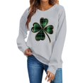 thumbnail image 2 of SDNall Chandail à Manches Longues pour Femmes, Imprimé Trèfle de la Saint-Patrick, Tunique Décontractée Ample à Col en V, 2 of 6