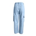 thumbnail image 4 of LOVZFMLL Women's Jeans, Fashion Women's Drawstring Pocket Button Mid Waist Tight Pants Light Blue, 2XL, 4 of 6