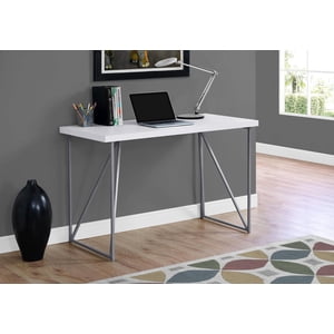 Monarch Specialties Computer Desk, Home Office, Laptop, 48"l, Work, Metal, Laminate, White, Grey, Contemporary, Modern