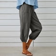 thumbnail image 4 of DPTALR Women Summer Casual Loose Bandage Button Pocket Solid Trousers Capris Pants, 4 of 6