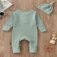 thumbnail image 4 of MesaSe Infant Baby Boys Jumpsuit and Hat Set  Solid Knit Ribbed Long Sleeve Crew Neck Button Romper One-Piece Clothes, 4 of 6