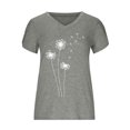 thumbnail image 4 of Besolor Hauts d'Été pour Femmes Manches Pétales Tendance Chemises Imprimées Manches Courtes Col Rond Décontracté Blouse Tee, 4 of 4