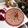 thumbnail image 1 of Aodebiao Napperon Rond Tissé Festif Tapis de Table des Fêtes Résistant à la Chaleur Facile à Nettoyer Réutilisable Décoration de Souper de Noël Fête Cuisine Salle à Manger Protection, 1 of 6