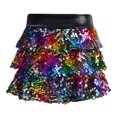 thumbnail image 2 of XUNZOO Girls Sequins Ruffle Layers Culottes Kids Shiny Hip Hop Samba Skirt with Shorts Latin Mini Colorful 4, 2 of 7