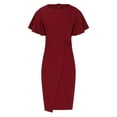 thumbnail image 4 of KIHOUT Robe Femme Mode Couleur Col Rond Tempérament Robe de Bureau, 4 of 6