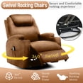 thumbnail image 3 of Korser Swivel Rocker Recliner Chair with Massage Faux Leather for Living Room,Lightbrown, 3 of 8
