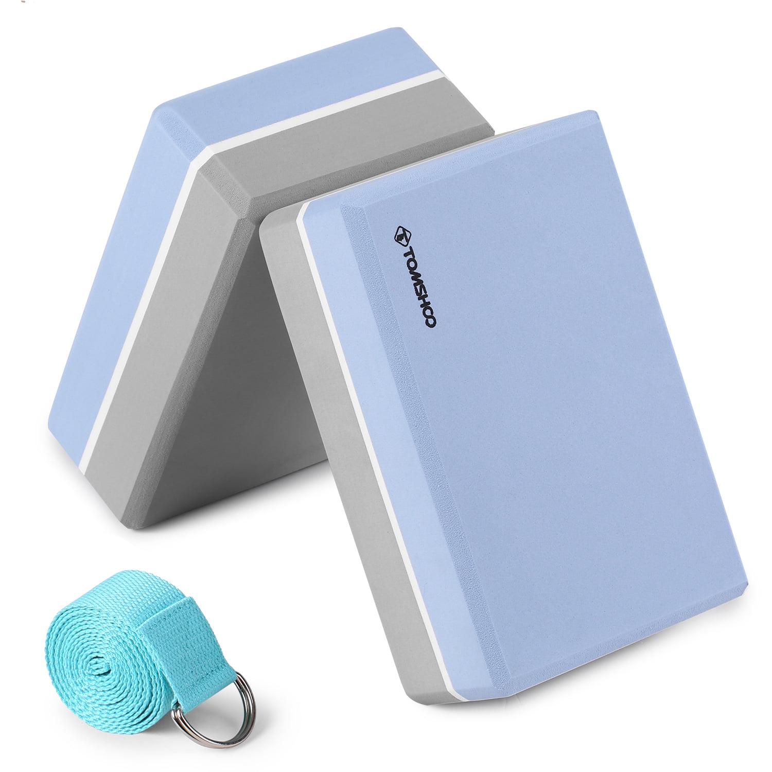 Amdohai 2 Pack Yoga Blocks with Yoga Strap EVA Foam Exercise Yoga Blocks Bricks Set for Stretch Flexibility Alignment