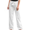 thumbnail image 2 of LSLJS Mode Femmes Couleur Unie Lin Ceintures Droites Pantalons Longs Décontractés, Pantalons de Survêtement pour Femmes, 2 of 4