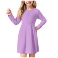 thumbnail image 3 of Zanarzt Robe de Noël pour Fille, Robe T-Shirt à Manches Longues pour Tout-Petit, Robes Patineuse Trapèze d'Automne pour Enfants, Violet Pâle, 5-6 Ans, 3 of 6