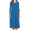 thumbnail image 2 of Vêtements de Mode pour Femmes Mode pour Femmes Coupe Ajustée Confortable Bouton Col en V Couleur Unie Robe Décontractée, 2 of 9