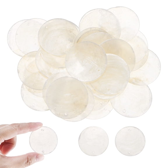 Unique Bargains 30Pack Round Capiz Sea Shells, 40mm Shell Pieces for Wind Chimes[White]
