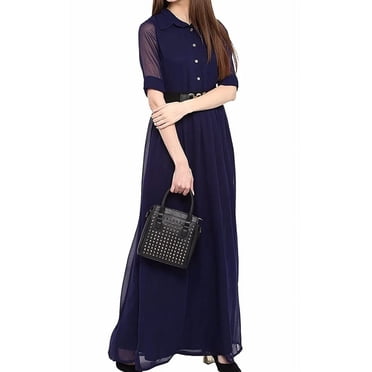 Robe Redingote Élégante pour Femmes Western Longue Maxi une Pièce Urbaine d'Été Maxi George