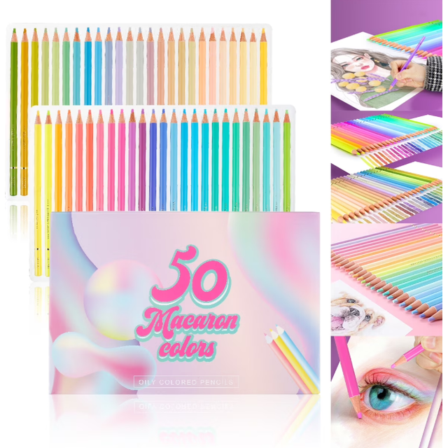 50 Premium Colored Pencils for Adult Coloring,Artist Soft Series Lead Cores with Vibrant Colors