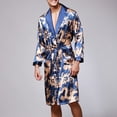thumbnail image 4 of Gift TIMIFIS Men's Satin Robe Silk Robe Classic Long Bathrobe Lightweight Loungewear Bathrobe V Neck Sleepwear pring/Summer, 4 of 6