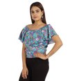 thumbnail image 3 of Moomaya Hauts Imprimés pour Femmes Blouse à Manches Courtes Évasée, 3 of 7