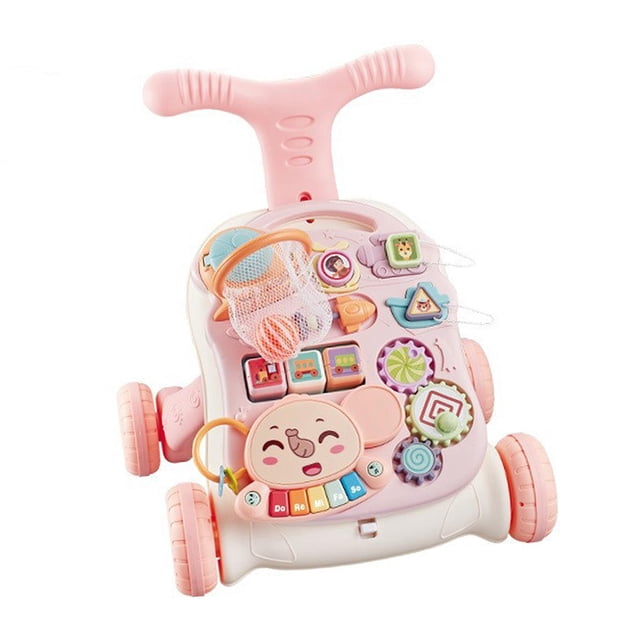 Siruishop Baby Activity Walking Toy Activity Center Stand,Push,Walk Pull Learning Activity pink