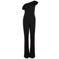 thumbnail image 5 of Yuyuzo Women Rompers 1 Shoulder Sleeveless Ruffle High Waist Loose Wide Leg Pants Elegant Jumpsuits, 5 of 5