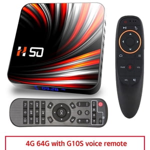 Pour Android Tv Box Android 10.0 4k 4gb 32gb 64gb Lecteur de médias 3d Vidéo Smart Tv Box 4+64G_British plug+G10S télécommande