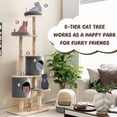 thumbnail image 4 of Costway Arbre à Chat en Bois à Plusieurs Couches de 75 Pouces Tour Intérieure Centre d'Activités et de Jeu avec 2 Condos, 4 of 10