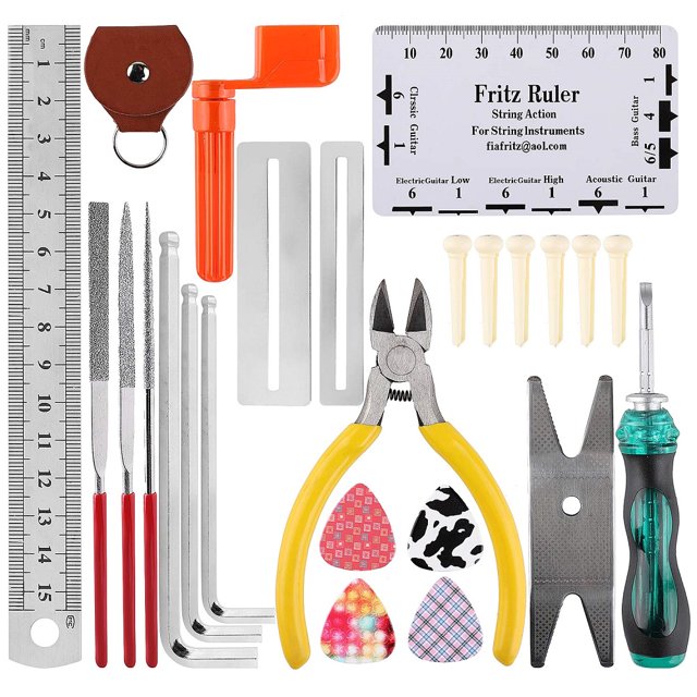 Guitar Repairing Tool Kit Electric Acoustic Guitar Ukulele Repairing Maintenance Cleaning Tool Accessories Kit