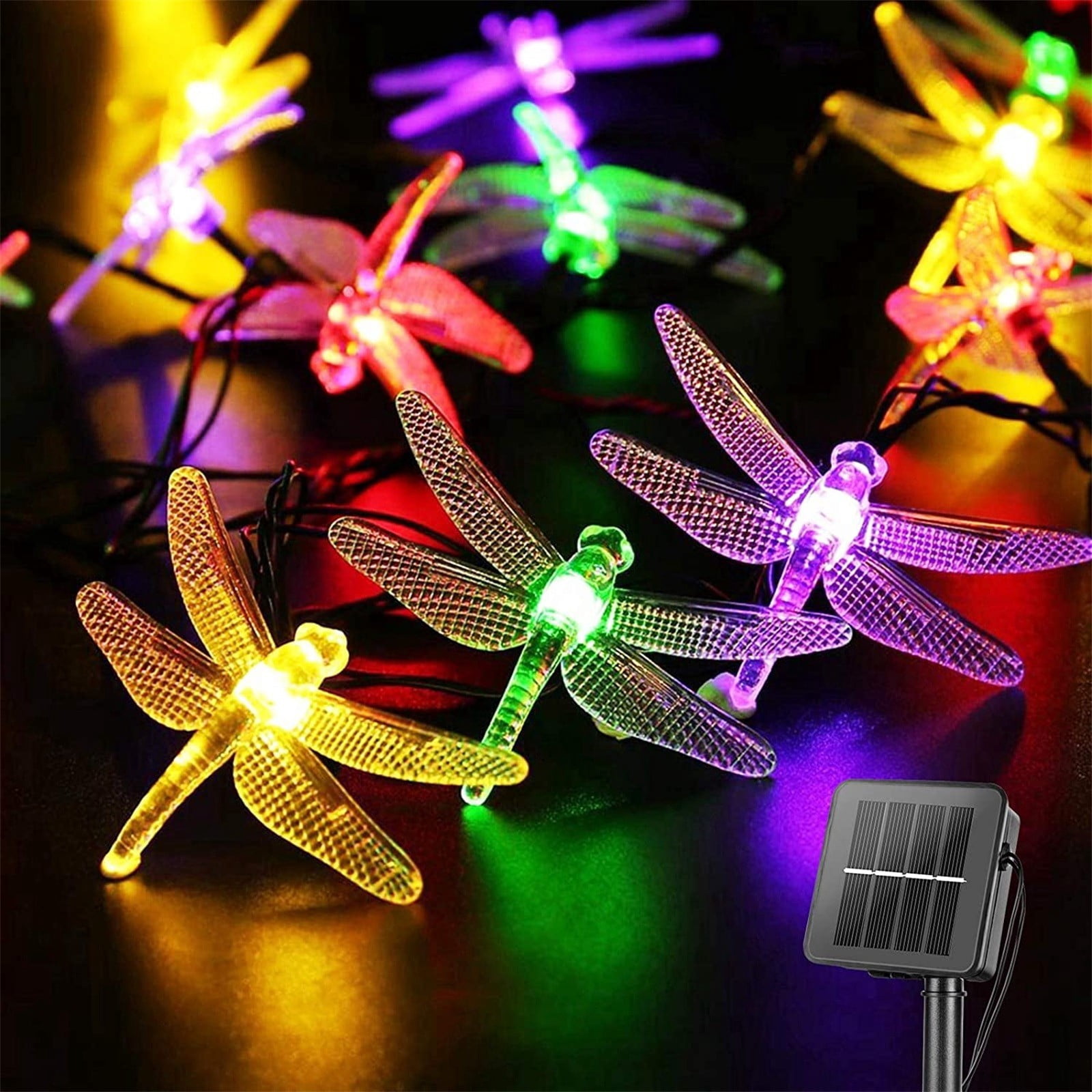 21.33ft 30 LED Solar String Lights Outdoor|Solar Dragonfly Lights Outdoor Waterproof |Solar Powered Fairy Lights|8 Modes Decorative Lights for Patio Garden Yard Fence Wedding Christmas Party