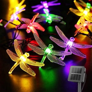 21.33ft 30 LED Éclairage solaire Outdoor=Solar Dragonfly Lights Outdoors Imperméable=Solor Powered Fairy Lights=8 Modes Lumières décoratives pour Patio Garden Yard Fence Mariage Fête de Noël