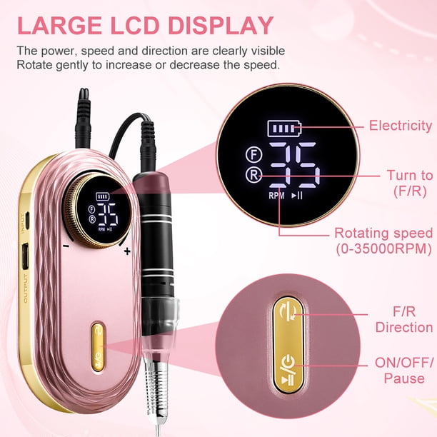 Portable Electric Nail Drill 35000 RPM, Inbuty Electric Nail File
