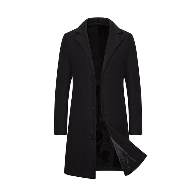 Innerwin Manteau Trench-Coat Homme à Col Cranté Manches Longues Décontracté Noir 3TG
