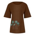 thumbnail image 5 of TopLLC Chemises Mexicaines pour Femmes Hauts Brodés Traditionnels Tunique Décontractée à Fleurs pour Femmes Col Rond Manches Courtes Chemises en Lin, 5 of 5