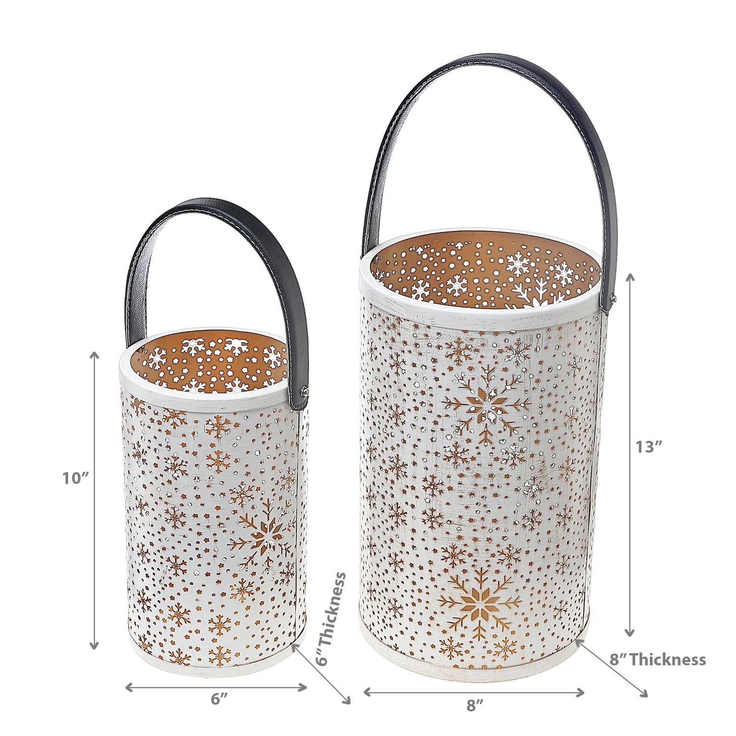 Ensemble De Lanterne Découpé En Métal De Noël De 2 Flocon De Neige
