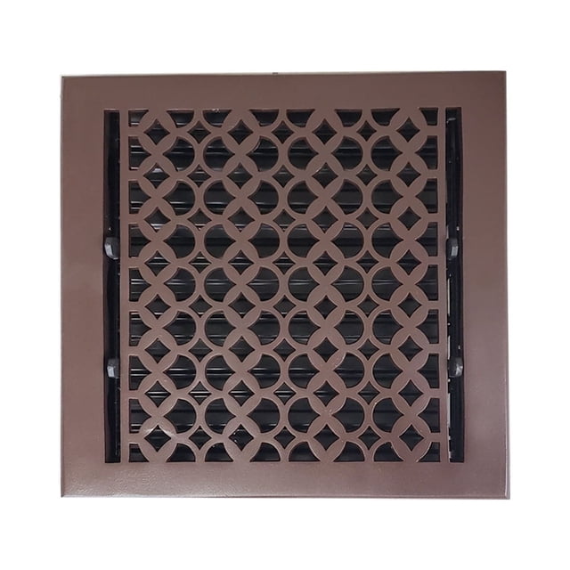 Cast Iron Floor Vent Register 10″ x 10″ – Heavy-Duty Tudor Mushroom Design, Handcrafted Rust-Free Vent Cover with Adjustable Damper – Powder Coated Repaintable HVAC Grille for Floors & Walls