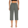 thumbnail image 3 of Plebaso Capri Pants for Women Drawstring Cropped Wide Leg Pants Lightweight Lounge Yoga Capris with Pockets, 3 of 7
