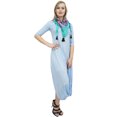 thumbnail image 4 of Bimba Robe Longue à Drapé pour Femme Bleu Ciel avec Foulard à Franges Imprimée-8, 4 of 6