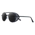 thumbnail image 3 of Lunettes de Soleil Rétro Rondes Steampunk Protection UV400 Latérales Gothiques pour Lentille Monture Noire, 3 of 7